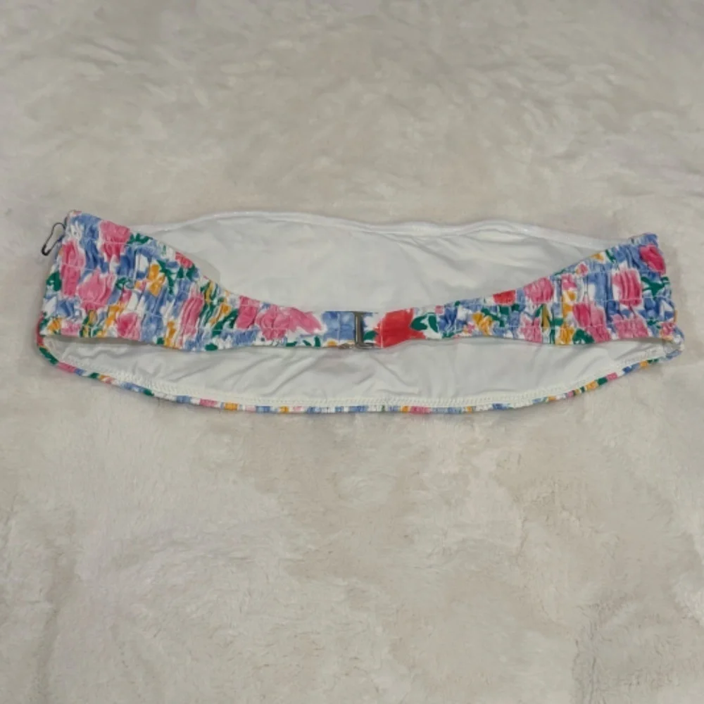 New! Frankie’s Bikinis Rosabella Bandeau Bikini Top Painted Petals 31544
